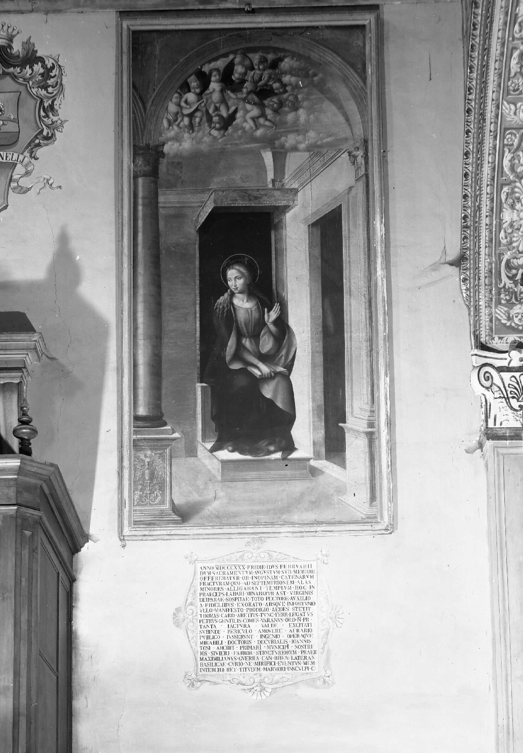 Madonna annunciata (dipinto, elemento d'insieme) di Bonaccioli Gabriele detto Gabrieletto (primo quarto sec. XVI)