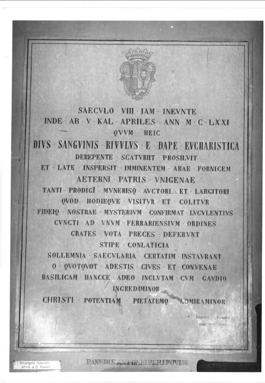 lapide commemorativa - ambito ferrarese (sec. XIX)