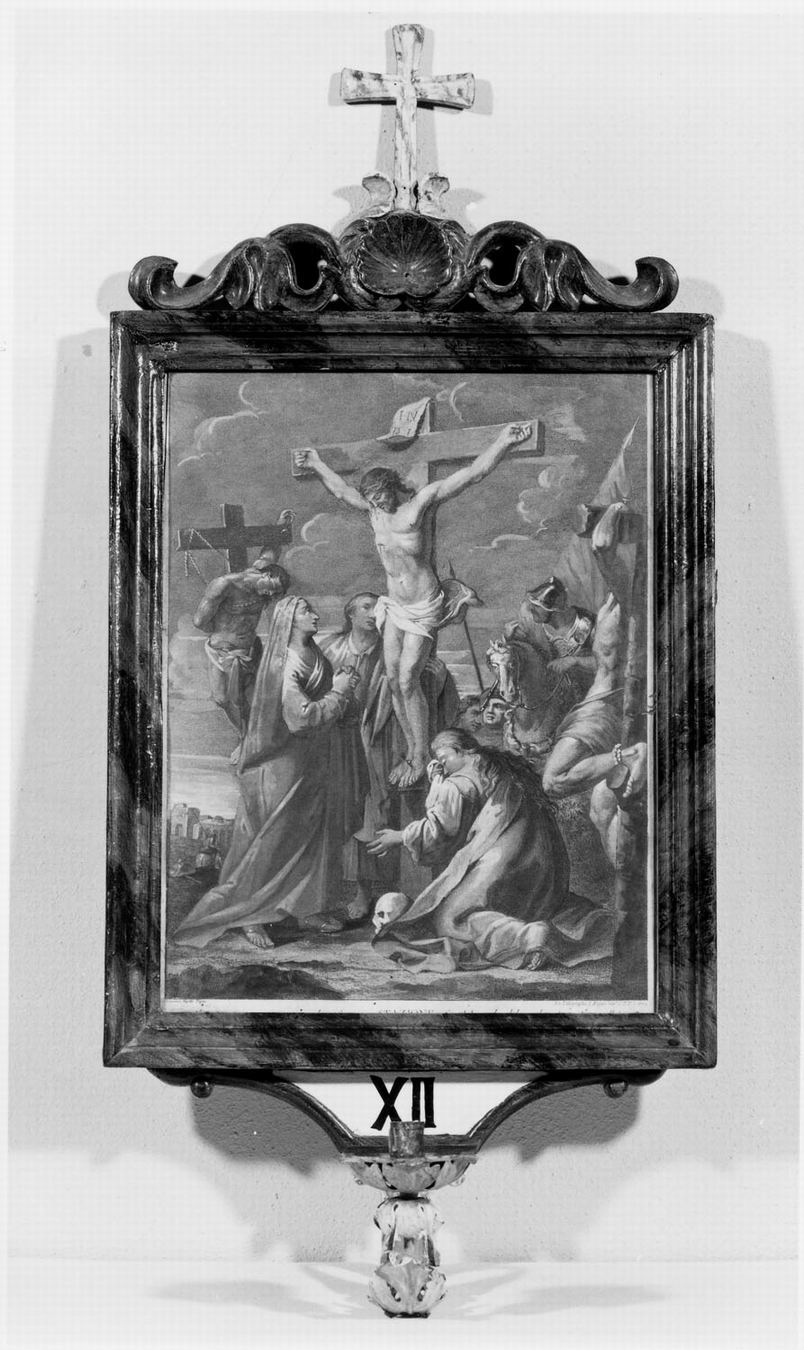 stazione XII: Gesù innalzato e morto in croce (incisione, elemento d'insieme) di Wagner Joseph, Maggiotto Francesco (sec. XVIII)