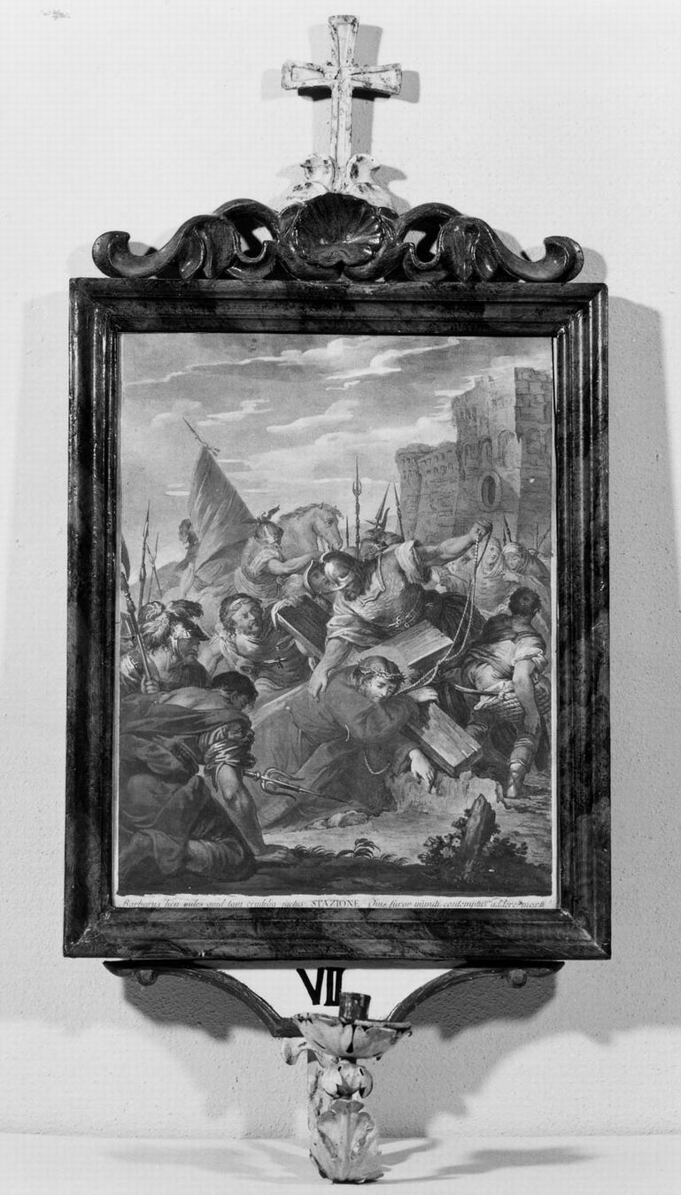 stazione VII: Gesù cade sotto la croce la seconda volta (incisione, elemento d'insieme) di Baratti Antonio, Marieschi Jacopo detto Jacopo di Paolo (sec. XVIII)
