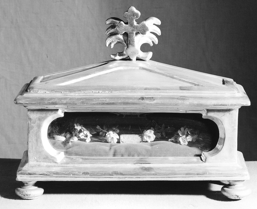 reliquiario a teca - a urna, serie - manifattura bolognese (sec. XVIII)