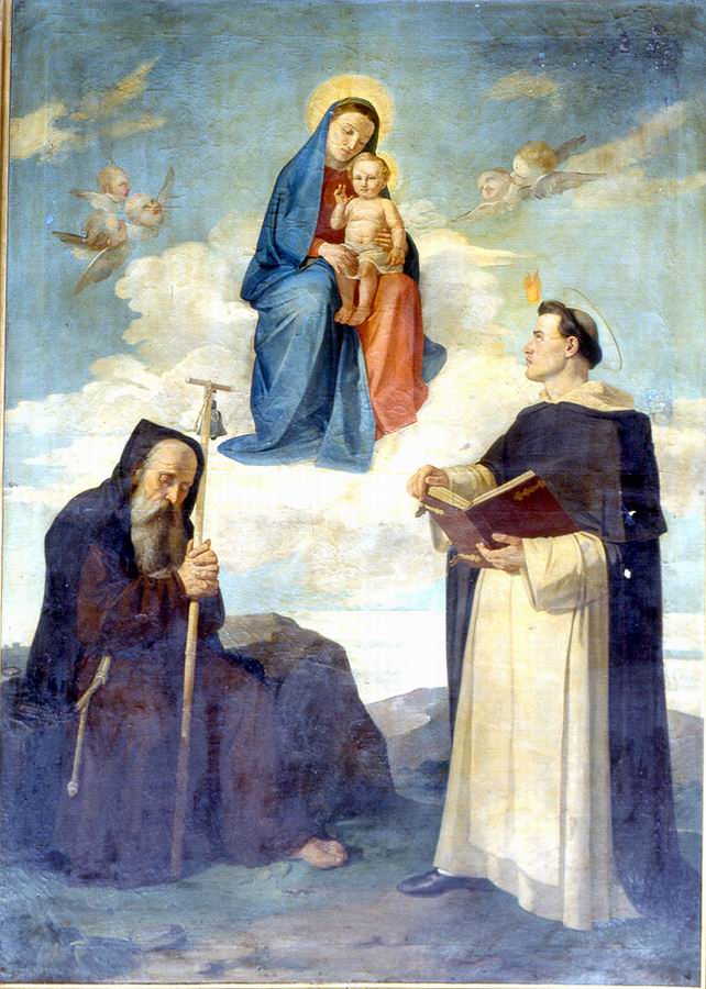 Madonna con Bambino tra Sant'Antonio Abate e San Vincenzo Ferreri (dipinto) - ambito emiliano (sec. XIX)
