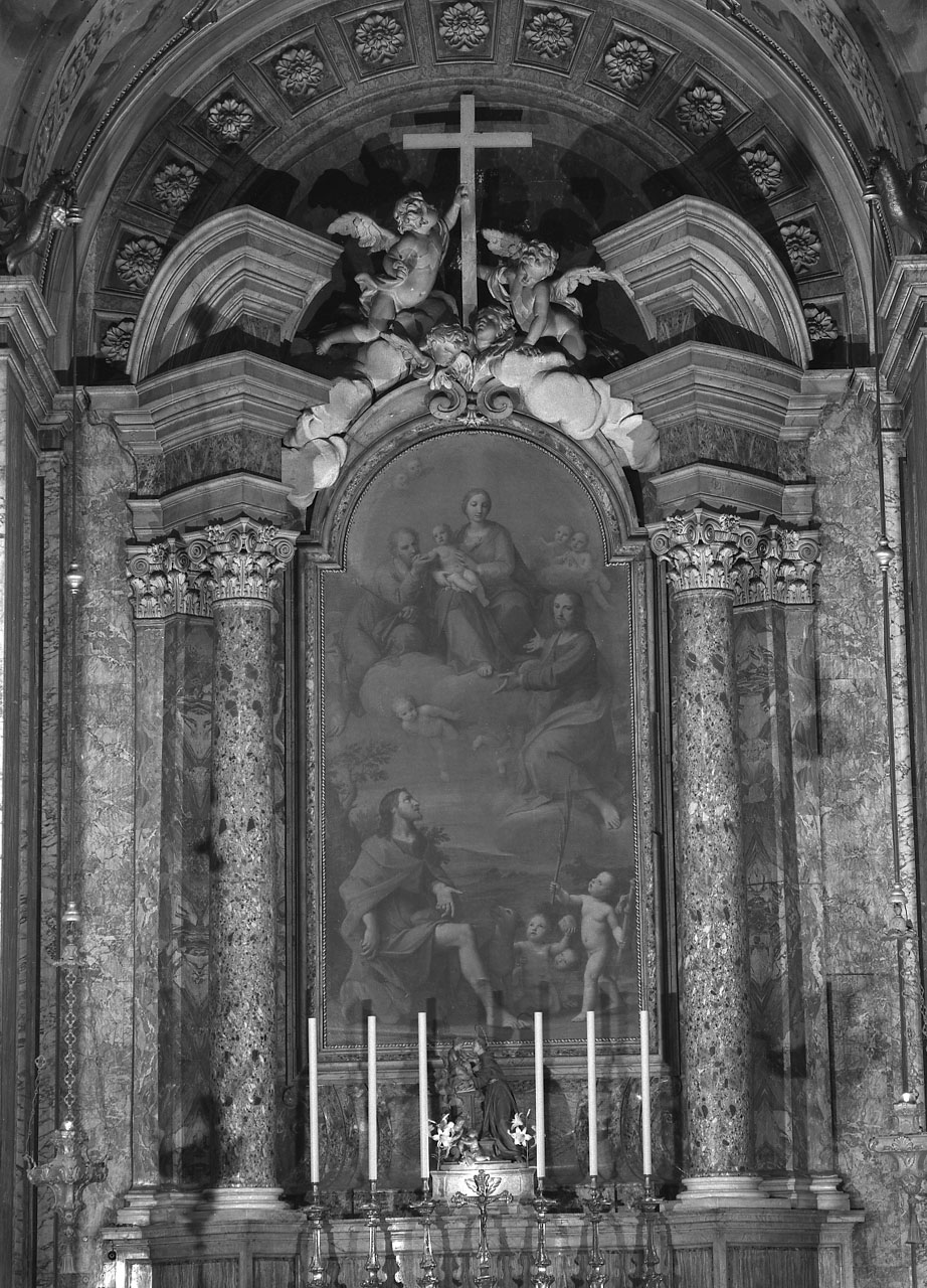 Sacra famiglia con San Rocco e San Giacomo Maggiore (dipinto) di Franceschini Marcantonio (prima metà sec. XVIII)