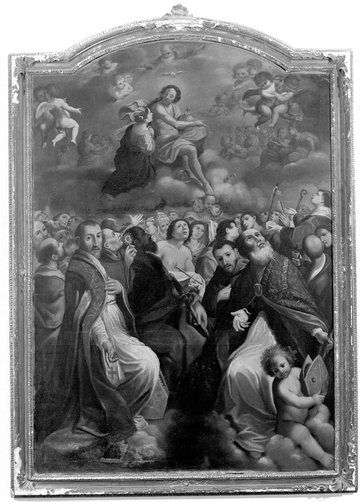 Trinità con Madonna in gloria e tutti i santi (dipinto) - ambito emiliano (secc. XVII/ XVIII)