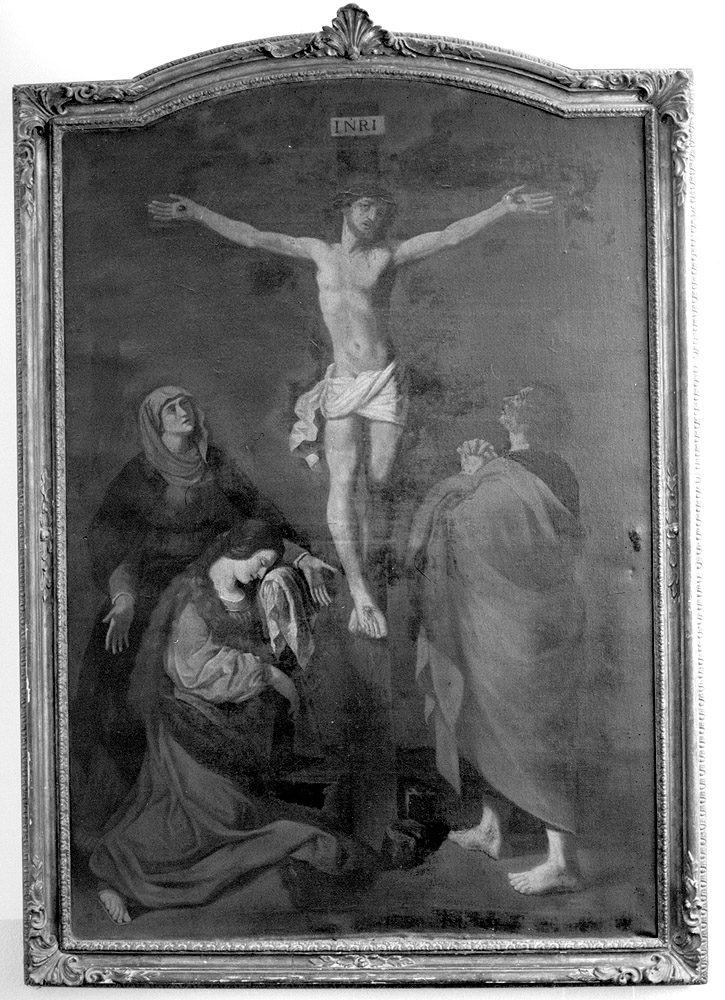 Crocifissione di Cristo con la Madonna, San Giovanni Evangelista e Santa Maria Maddalena (dipinto) - ambito emiliano (secc. XVIII/ XIX)