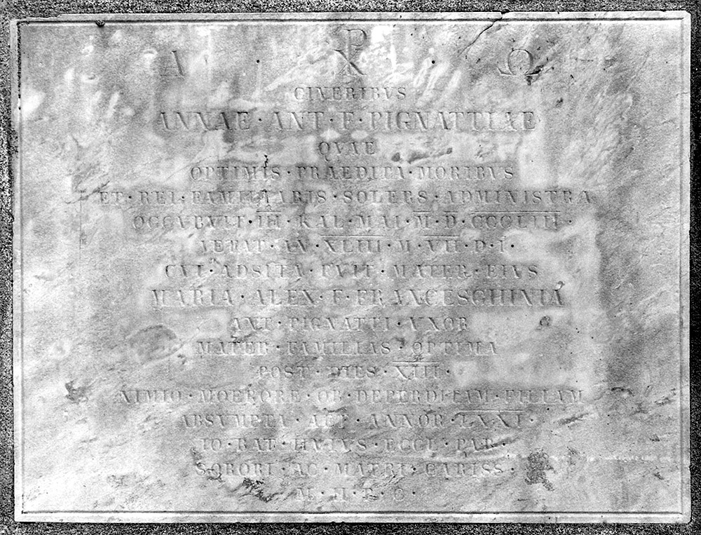 lapide tombale - manifattura bolognese (sec. XIX)