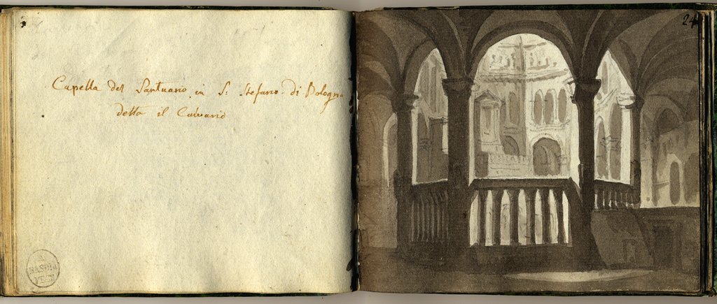cappella del santuario in S. Stefano di Bologna detta il Calvario, cappella di chiesa (stampa, elemento d'insieme) di Basoli Antonio (sec. XIX)