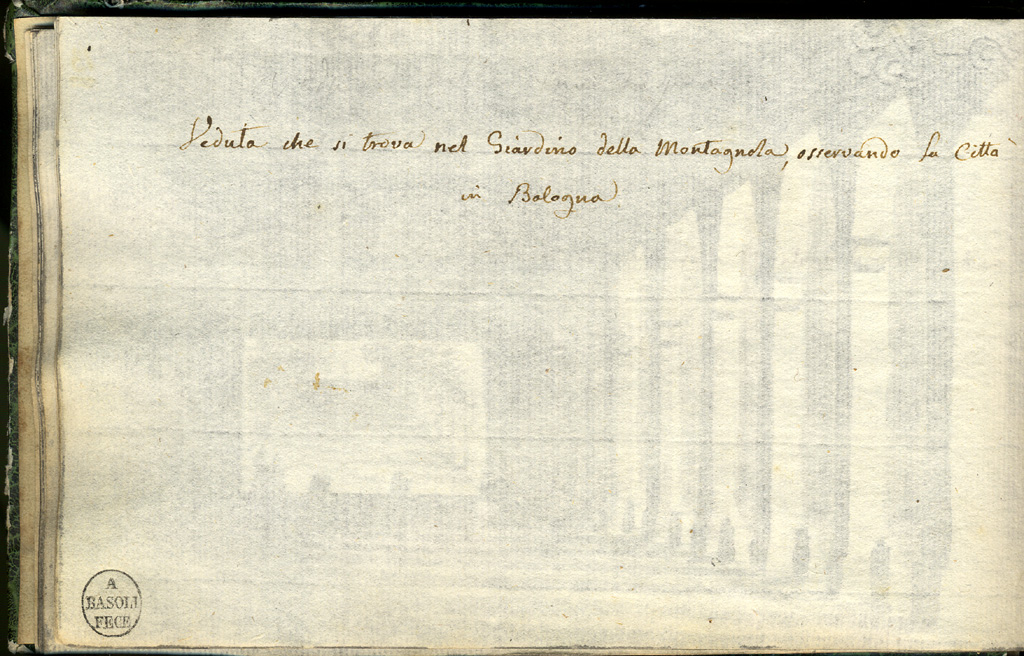 porticato che introduce alla passeggiata pubblica della Montagnola in Bologna, veduta di portico (stampa, elemento d'insieme) di Basoli Antonio (sec. XIX)