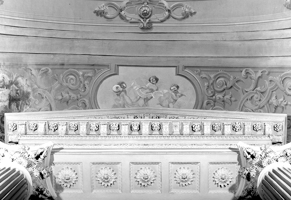 Gloria di angeli; elementi decorativi (dipinto) - ambito emiliano (ultimo quarto sec. XIX)