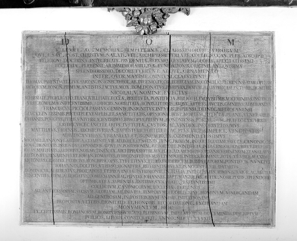 lapide celebrativa - manifattura emiliana (sec. XVIII)