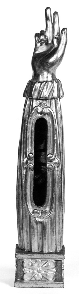 reliquiario antropomorfo - a braccio - manifattura emiliana (prima metà sec. XVIII)