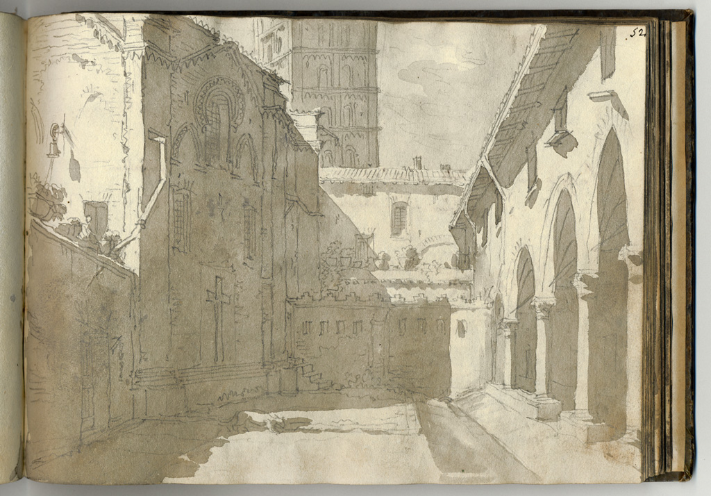 cortiletto tratto dal vero nella chiesa di S. Gaicomo in Bologna, veduta (stampa, elemento d'insieme) di Basoli Antonio (sec. XIX)