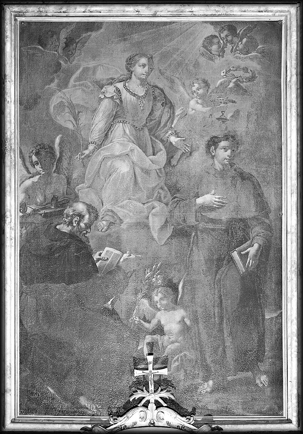 Santa Lucia tra Sant'Antonio Abate e Sant'Antonio da Padova (pala d'altare) di Magnoni Antonio (sec. XVIII)