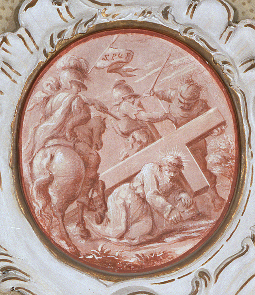 Gesù Cristo cade la prima volta (Via Crucis III) (dipinto, elemento d'insieme) - ambito ferrarese (metà sec. XVIII)
