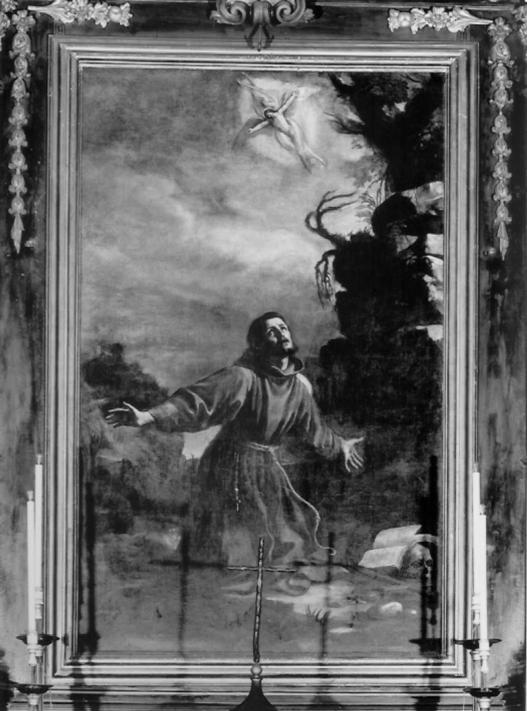San Francesco d'Assisi riceve le stimmate (dipinto) di Barbieri Giovanni Francesco detto Guercino (sec. XVII)