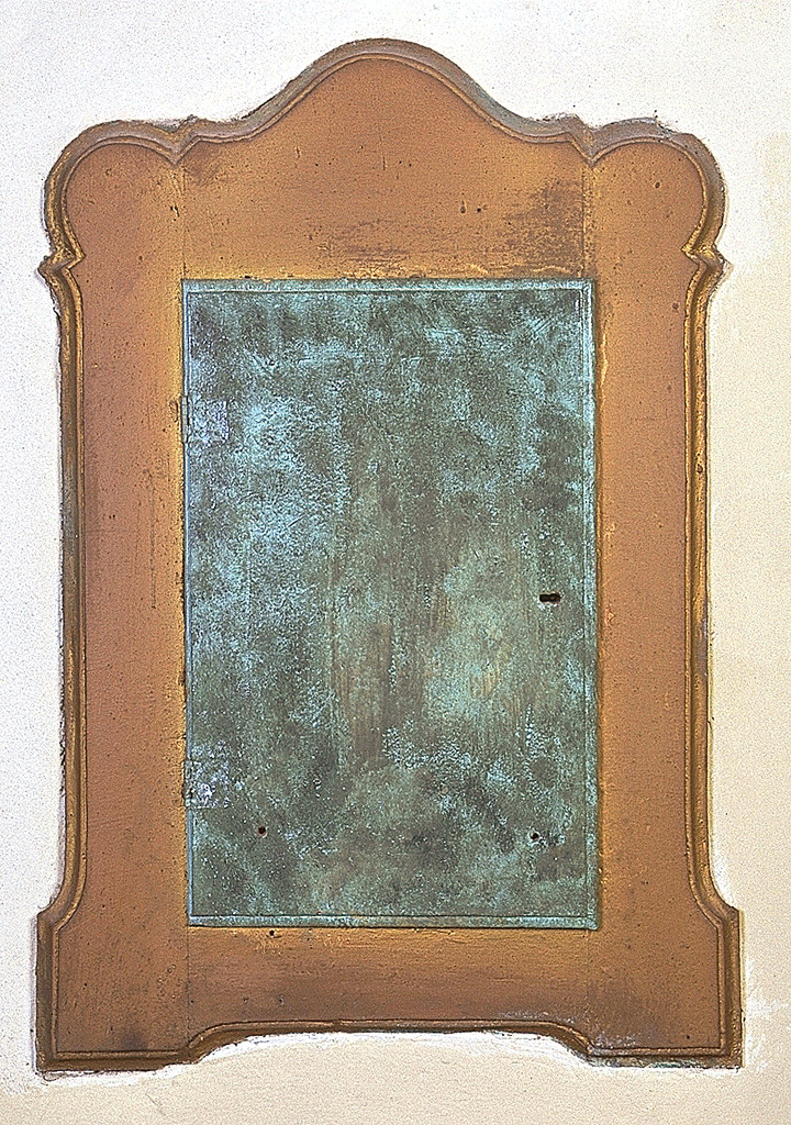 anta di armadietto per oli santi - manifattura ferrarese (secc. XVIII/ XIX)