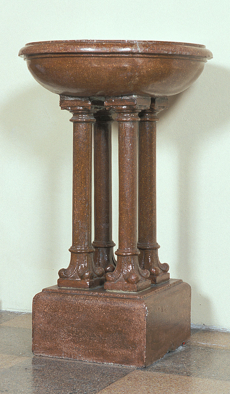 acquasantiera - a fusto, serie - ambito ferrarese (sec. XX)