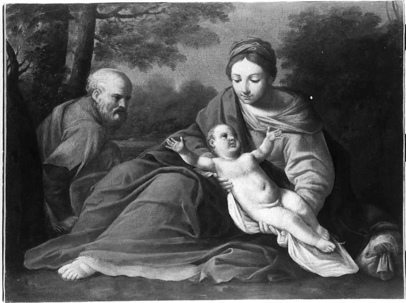 riposo nella fuga in Egitto (dipinto) - ambito emiliano (sec. XVIII)