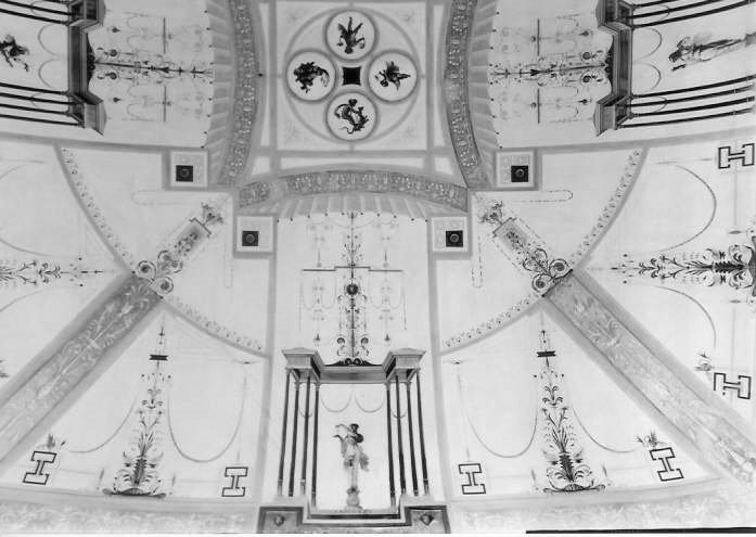motivi decorativi a grottesca; le tre Parche e Morfeo (dipinto) di Domenichini Gaetano (attribuito), Domenichini Girolamo (attribuito) (metà sec. XIX)