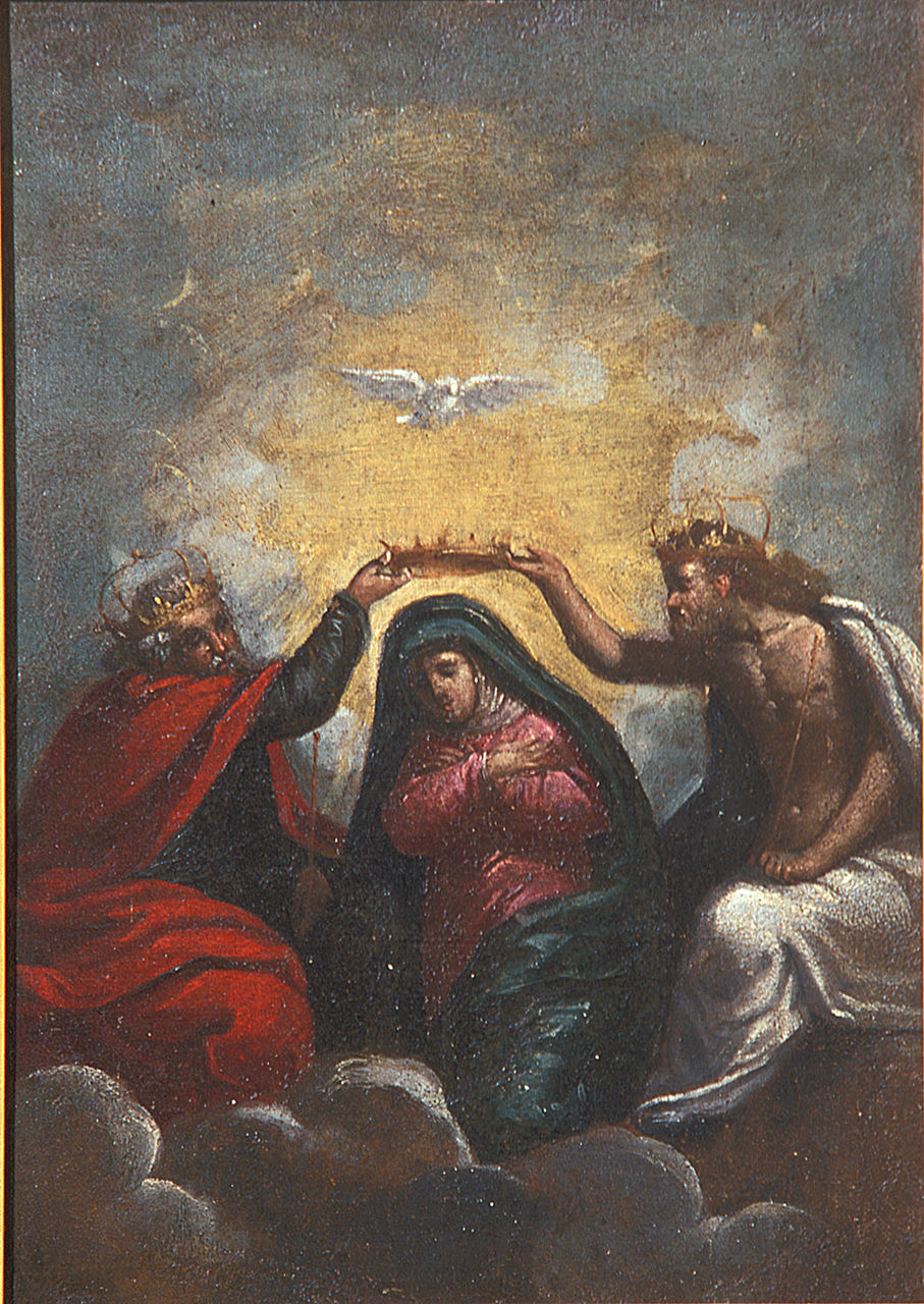 Incoronazione della Madonna (dipinto, elemento d'insieme) di Scarsella Ippolito detto Scarsellino (sec. XVII)