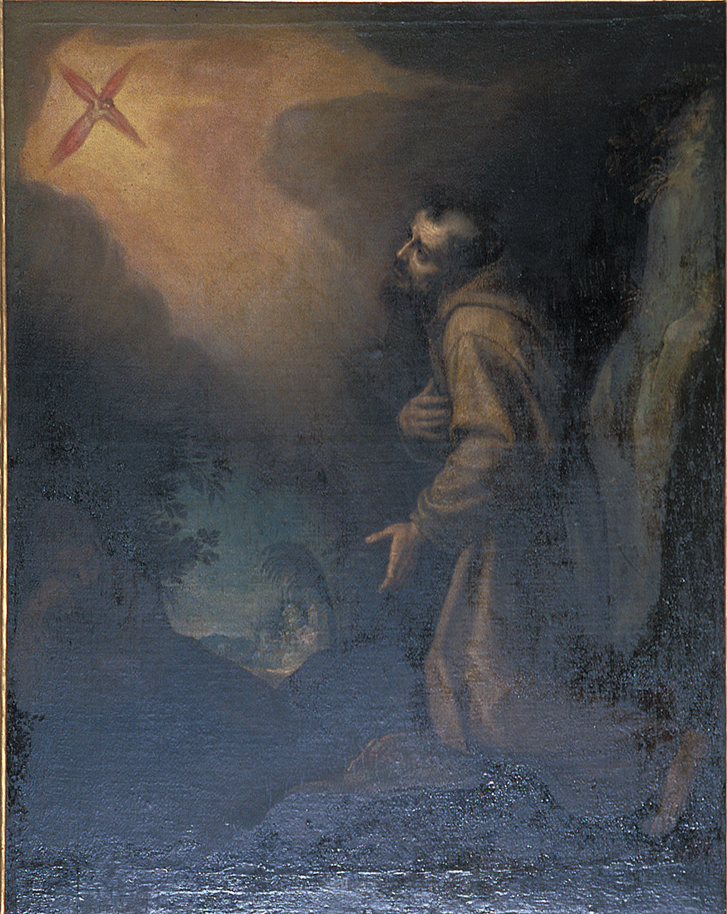 San Francesco d'Assisi riceve le stimmate (dipinto, elemento d'insieme) - ambito emiliano (seconda metà sec. XVII)