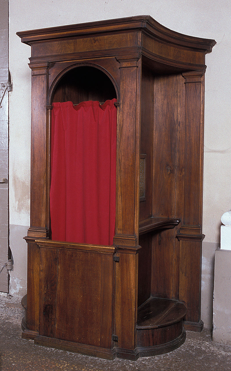 confessionale, serie - bottega ferrarese (ultimo quarto sec. XVIII)