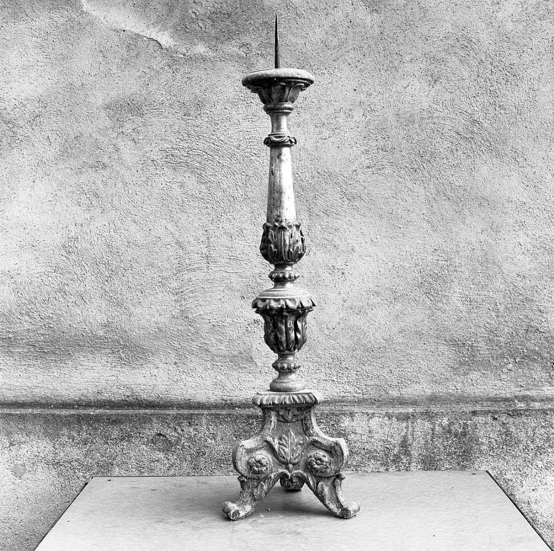 candeliere da chiesa, serie - bottega imolese (prima metà sec. XIX)