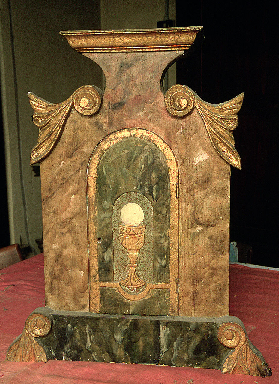 tabernacolo - a frontale architettonico - manifattura ferrarese (secc. XIX/ XX)