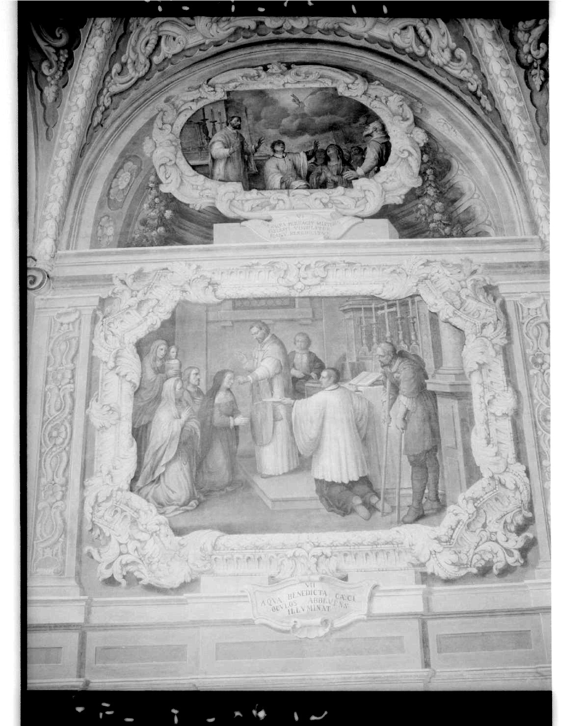 Due episodi della vita di San Maurelio (decorazione plastico-pittorica) di Ferrari Francesco (sec. XVII)