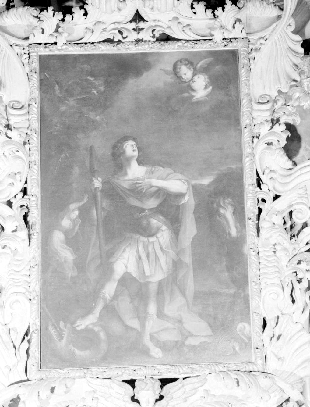 San Giorgio e il drago (dipinto) di Scannavini Maurelio (sec. XVII)