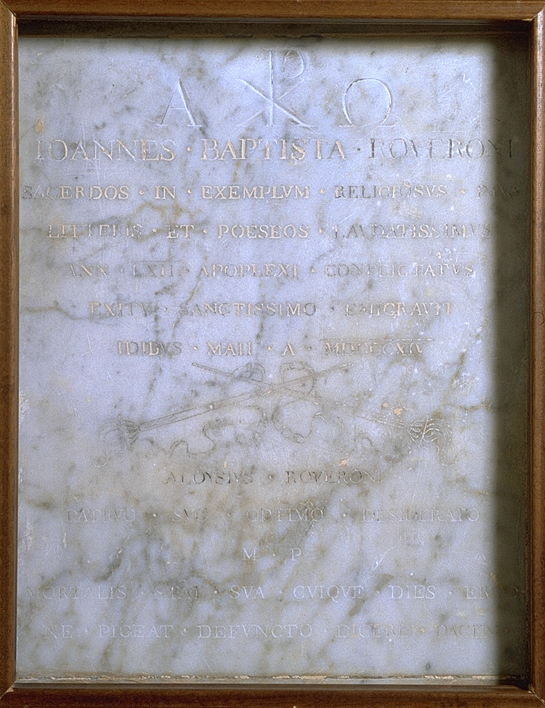 lapide commemorativa - manifattura ferrarese (sec. XIX)