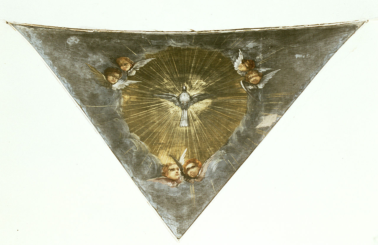 Colomba dello Spirito Santo e cherubini (dipinto) - ambito ferrarese (seconda metà sec. XIX)