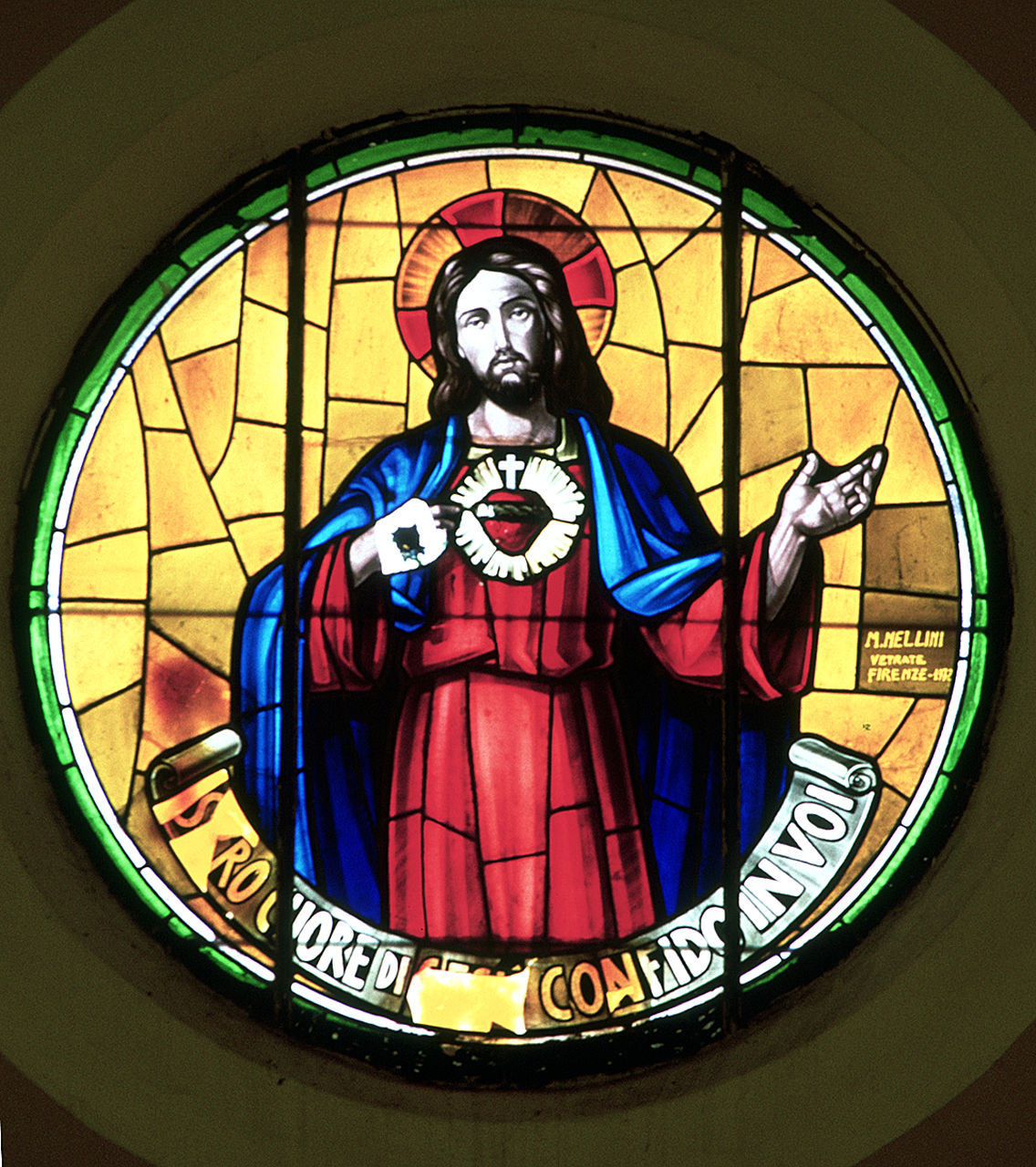Sacro Cuore di Gesù (vetrata) - ambito fiorentino (sec. XX)