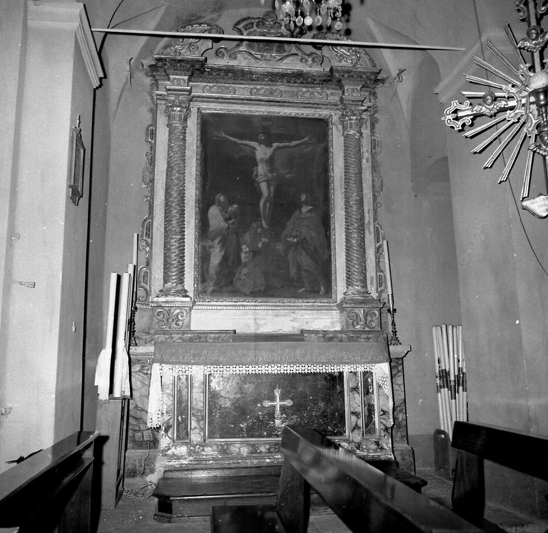Cristo crocifisso con la Madonna, Santa Maria Maddalena e San Giovanni Evangelista (pala d'altare) - ambito bolognese (seconda metà sec. XVII)