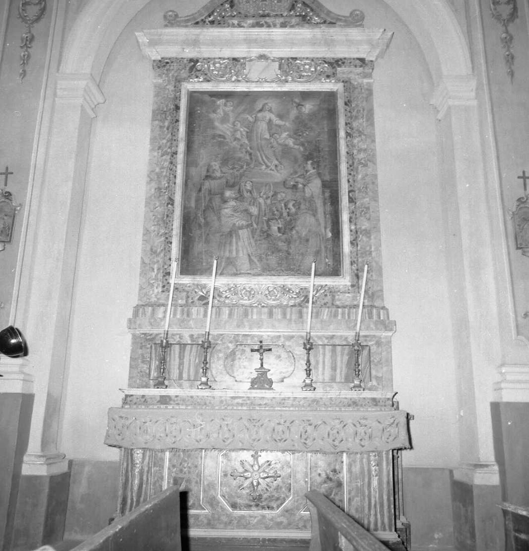 Cinque Santi in adorazione della Madonna (pala d'altare) di Balzani Giovan Girolamo (fine sec. XVIII)