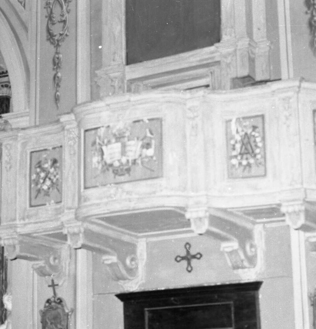 tribuna d'organo, elemento d'insieme - manifattura emiliana (ultimo quarto sec. XVIII)