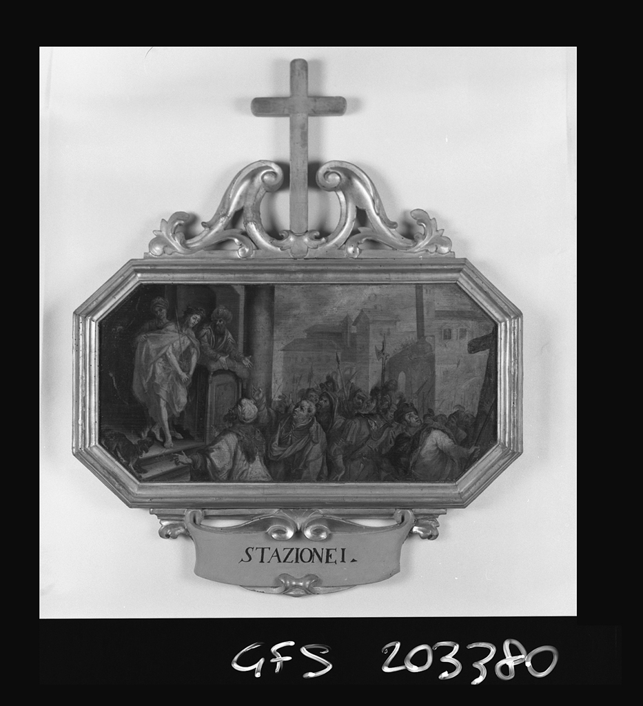 Stazioni della Via Crucis (dipinto, ciclo) di Burrini Barbara (sec. XVIII)