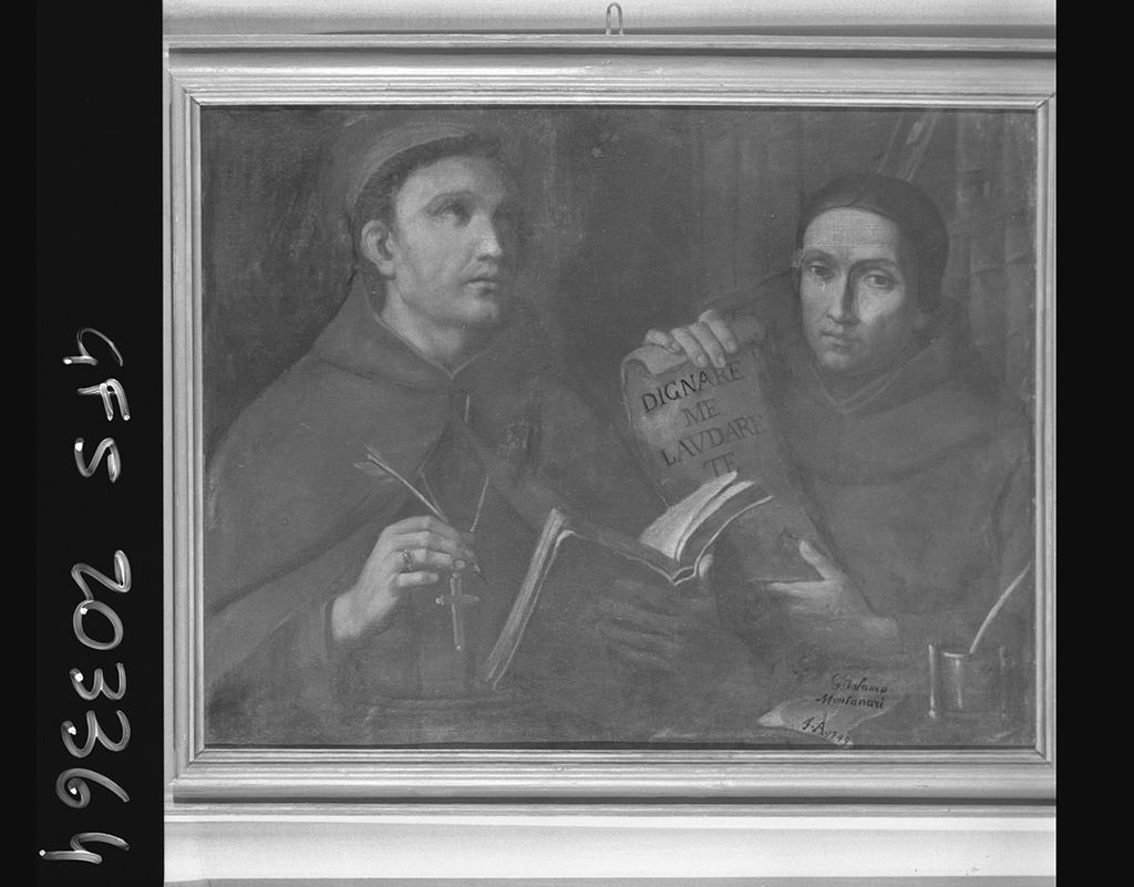 San Bonaventura da Bagnoregio e San Giovanni Duns Scoto (dipinto) di Montanari Girolamo (sec. XVIII)