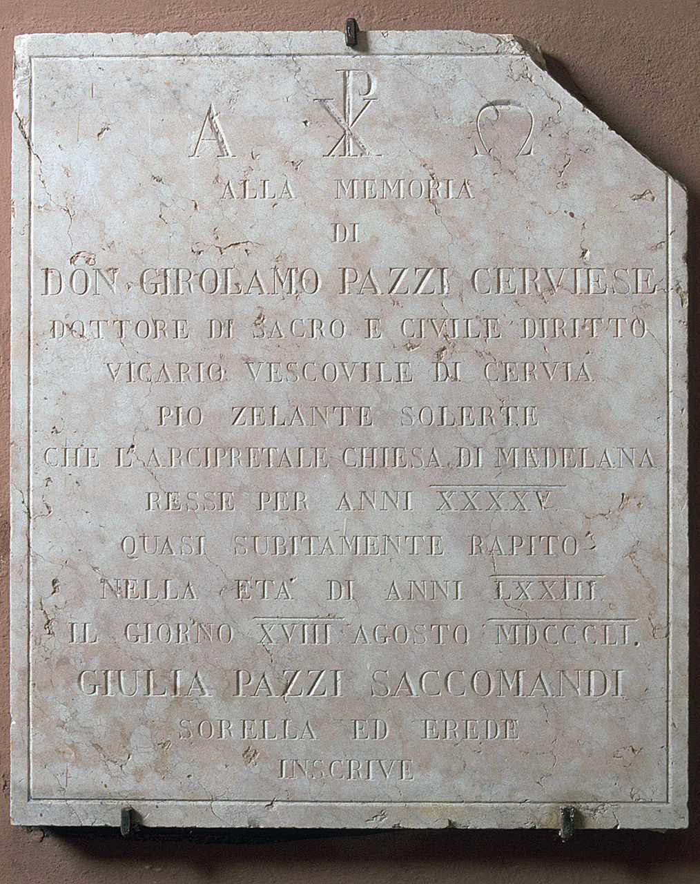 lapide, opera isolata - bottega ferrarese (sec. XIX)