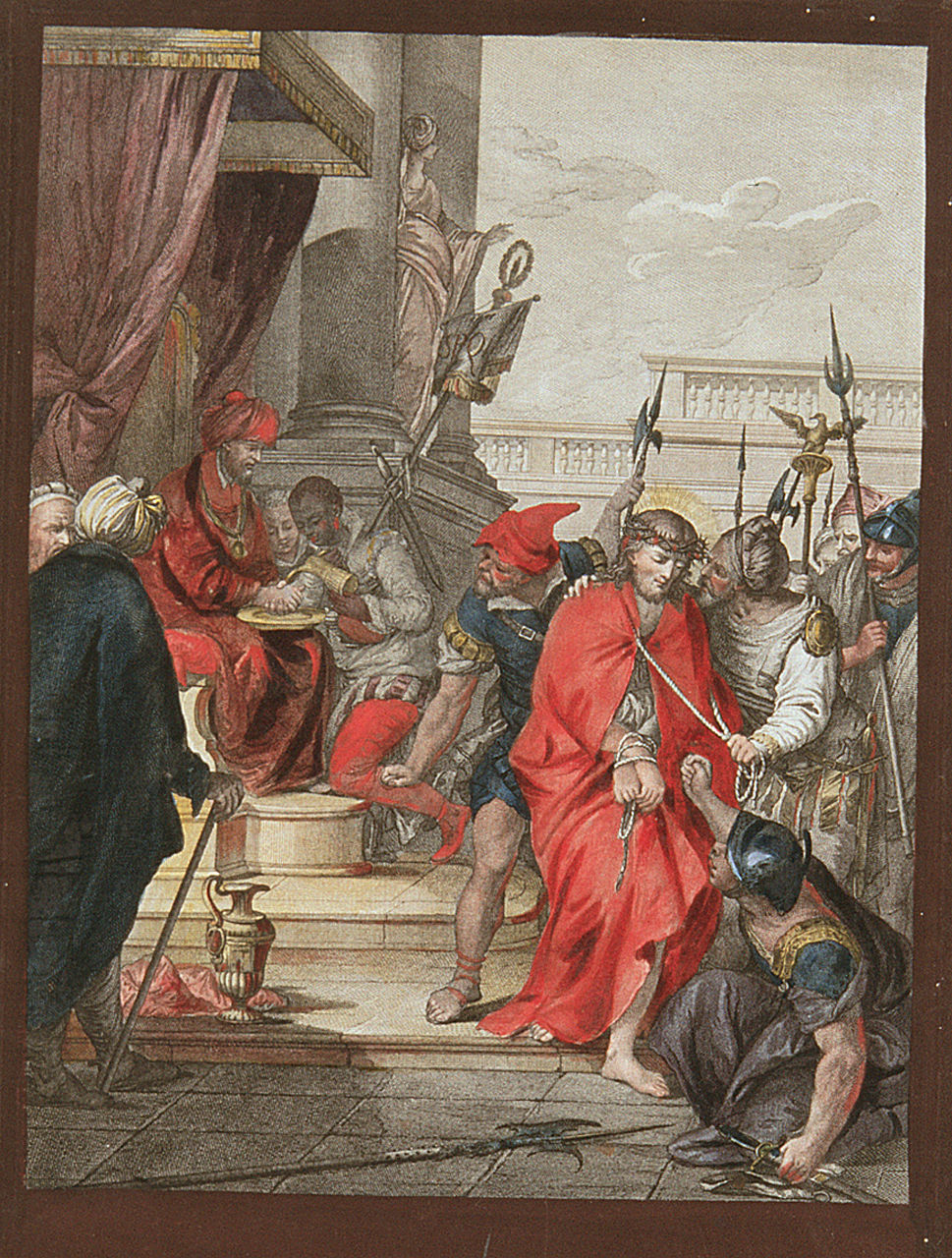 Gesù Cristo condannato a morte (Via Crucis I) (incisione, elemento d'insieme) di Zugno Francesco, Baratti Antonio (sec. XVIII)