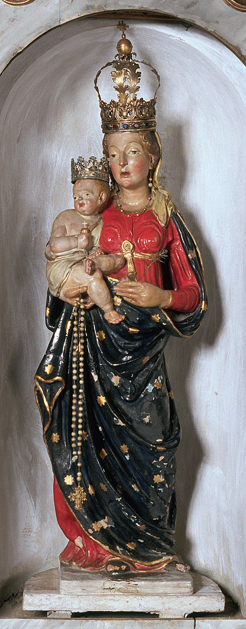 Madonna del Rosario, Madonna con Bambino (scultura, elemento d'insieme) - bottega ferrarese (sec. XVI)
