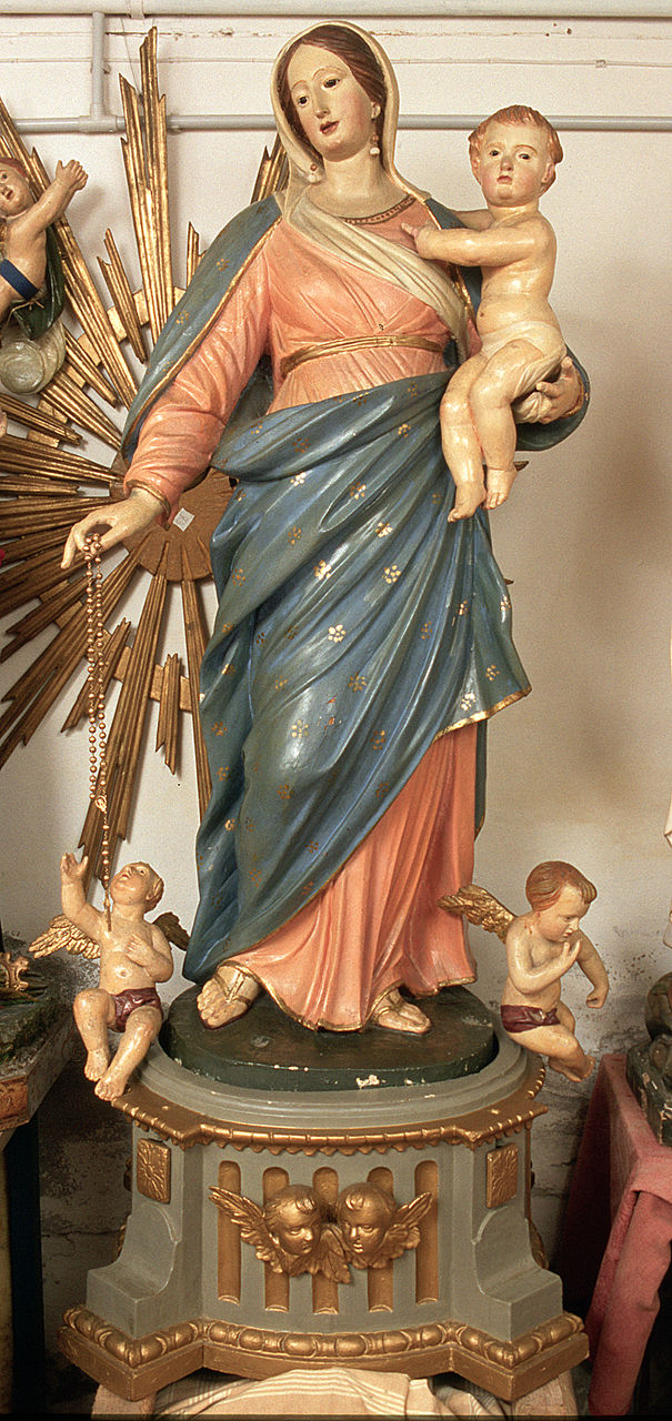 Madonna del Rosario, Madonna con Bambino (statua, elemento d'insieme) - bottega ferrarese (seconda metà sec. XVIII)
