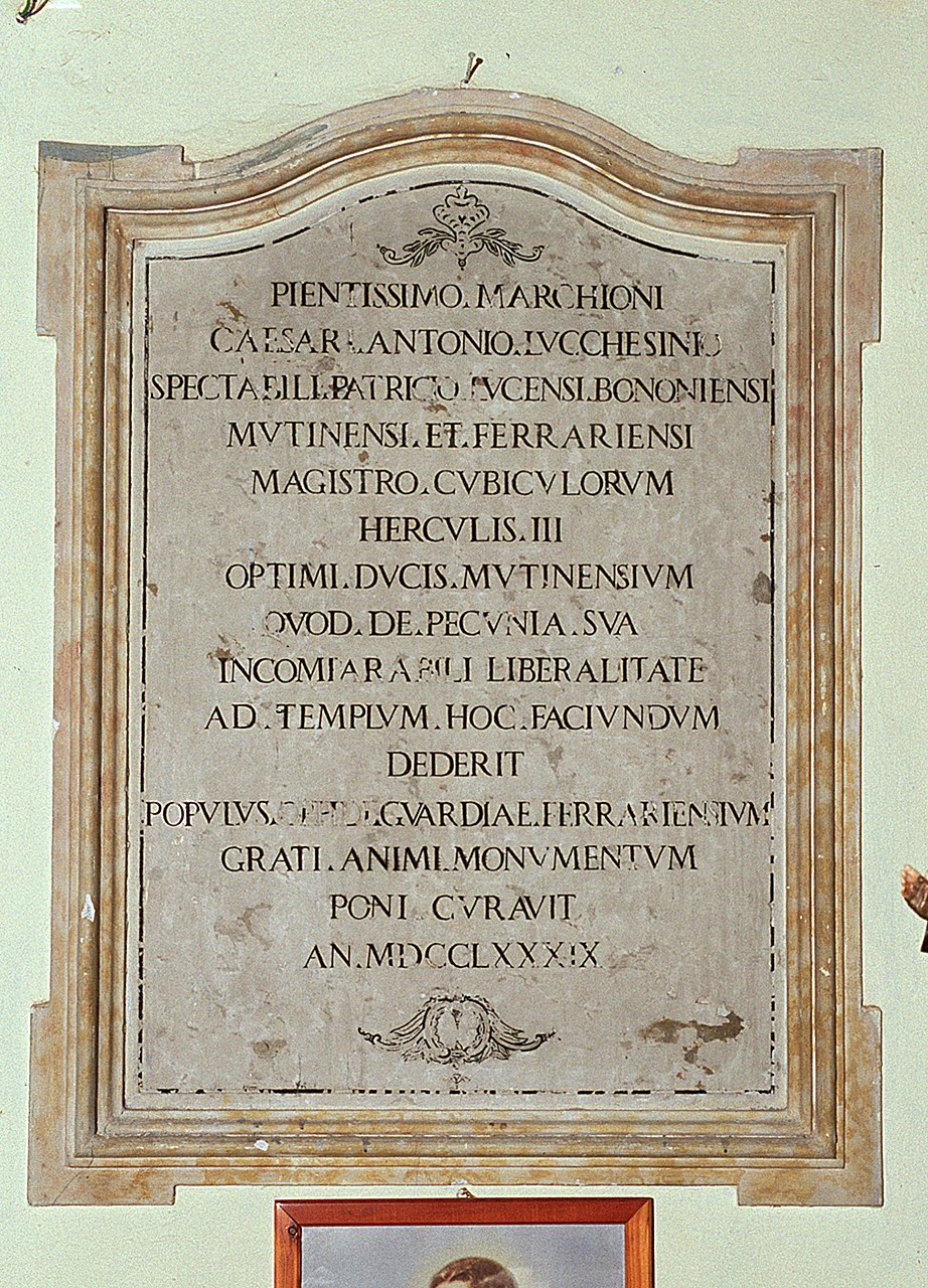 lapide, opera isolata - bottega ferrarese (sec. XVIII)