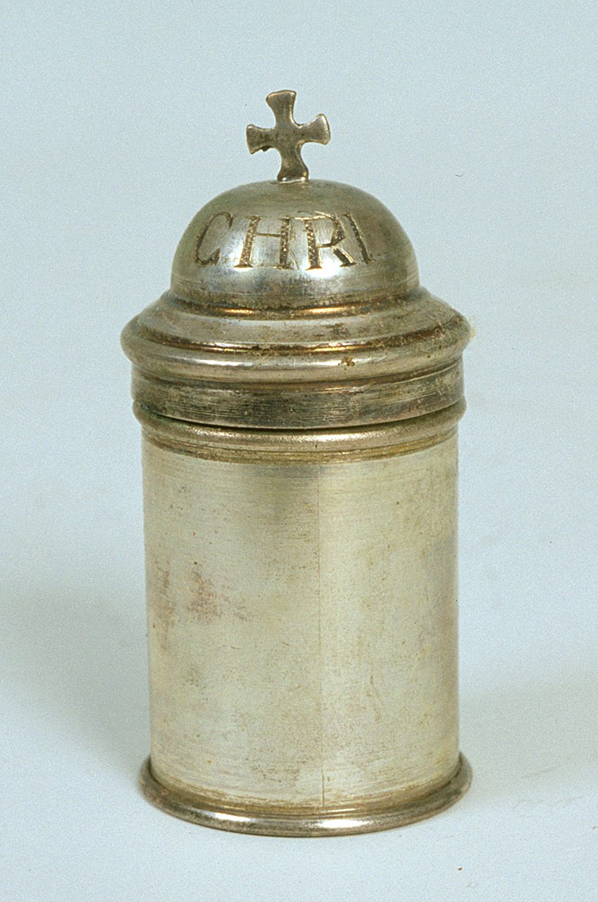 vasetti per oli santi, opera isolata - bottega ferrarese (fine/inizio secc. XIX/ XX)