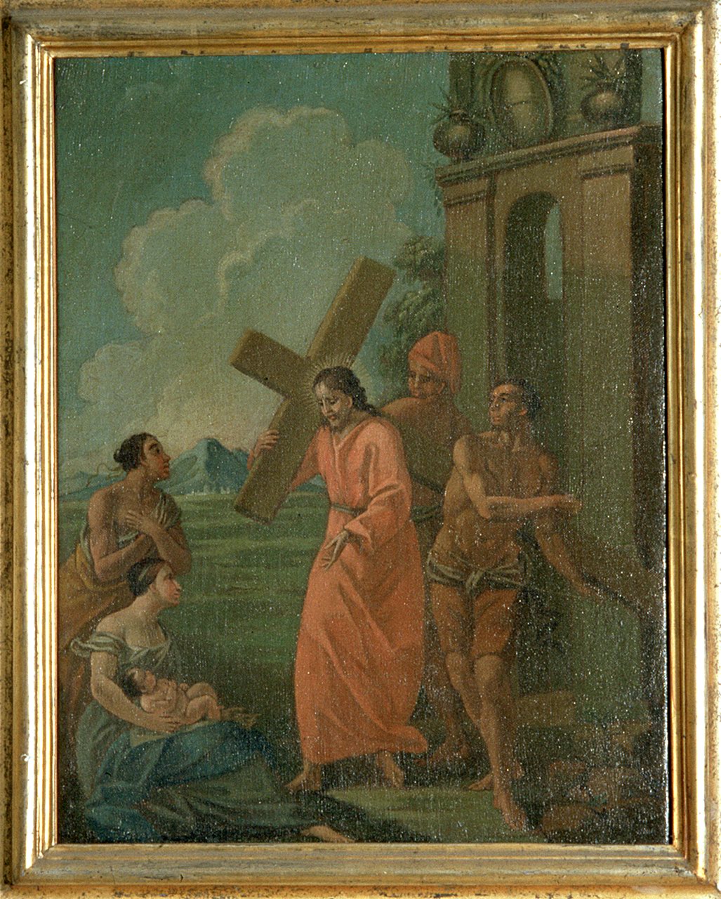 stazione VIII: Gesù consola le donne di Gerusalemme (dipinto, elemento d'insieme) - ambito ferrarese (sec. XVIII)