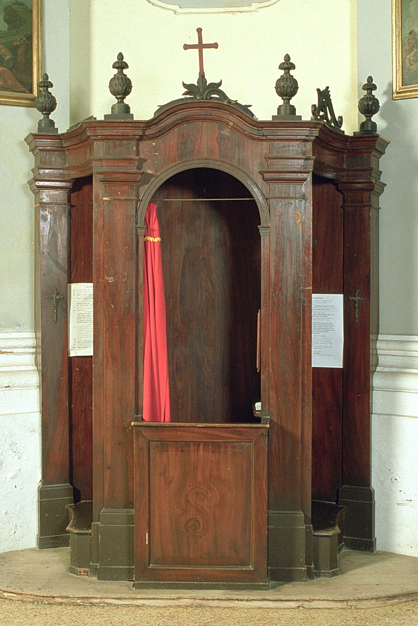 confessionale, serie - bottega ferrarese (ultimo quarto sec. XVIII)