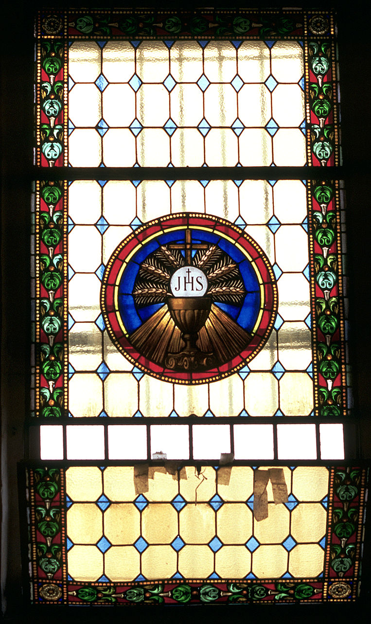 calice eucaristico (vetrata, serie) - bottega italiana (sec. XX)