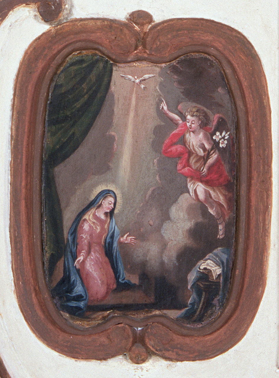 Annunciazione (dipinto, elemento d'insieme) - ambito ferrarese (sec. XVIII)