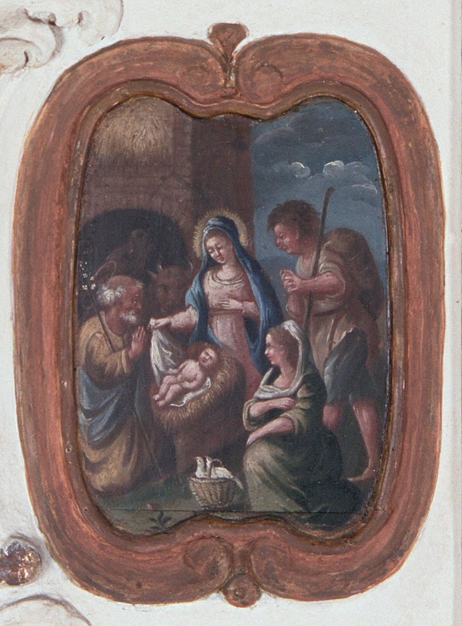 Natività di Gesù (dipinto, elemento d'insieme) - ambito ferrarese (sec. XVIII)
