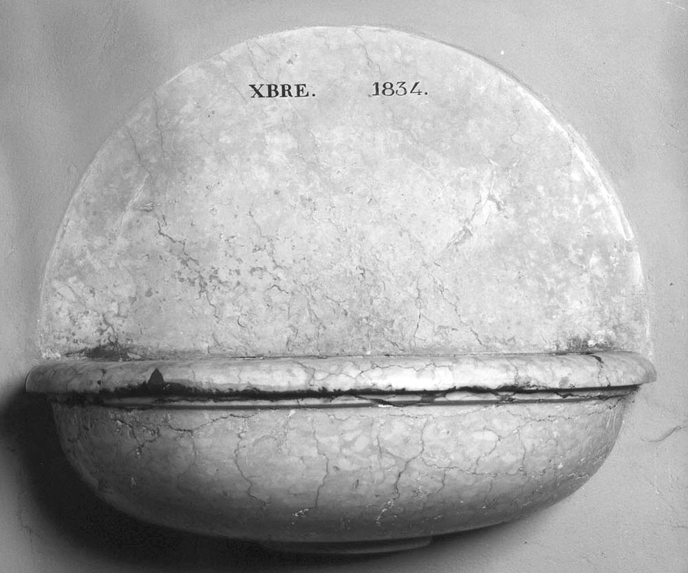 acquasantiera da parete - manifattura emiliana (sec. XIX)